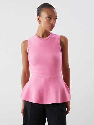 Lcw Vision Pembe Bisiklet Yaka Peplum Triko Bluz