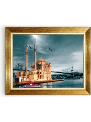 Tablore Istanbul Ortaköy Camii ve Boğaz Köprüsü Çerçeveli Kanvas Tablo