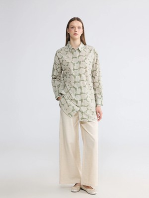 Lcw Modest Ekru Beli Lastikli Keten Karışımlı Kadın Pantolon