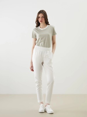 Lcw Modest Beyaz Beli Lastikli Kadın Pantolon