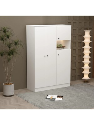 Klubeconcept Modern LED Gardırop Şık Aydınlatmalı Elbise Dolabı %100 Mdf