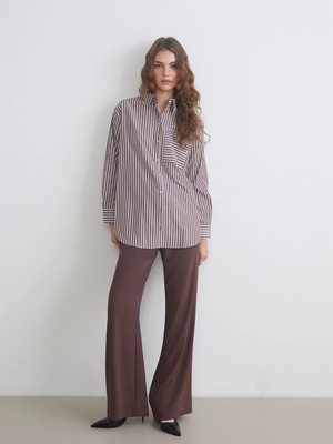 Lcw Modest Kahverengi Standart Fit Geniş Paça Kadın Pantolon