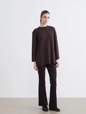 Lcw Modest Kahverengi Dar Fit Kadın Ispanyol Paça Pantolon