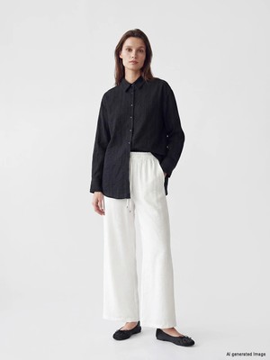 Lcw Modest Beyaz Beli Lastikli Geniş Paça Kadın Pantolon