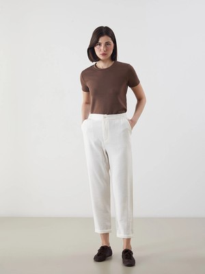 Lcw Modest Ekru Beli Lastikli Kadın Pantolon