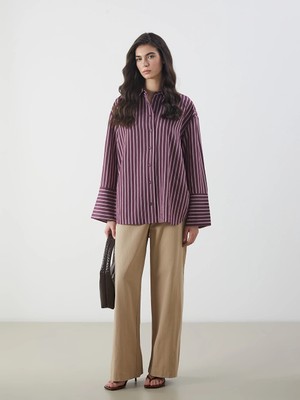 Lcw Modest Kahverengi Standart Fit Poplin Kadın Pantolon