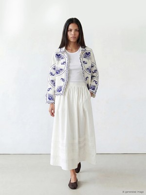 Lcw Modest Beyaz Beli Fermuarlı Kloş Etek