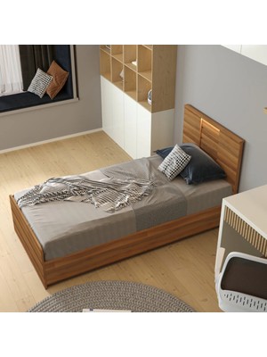 Klubeconcept LED Işıklı Başlıklı Modern Tek Kişilik Yatak %100 Mdf Kalite 95X195CM