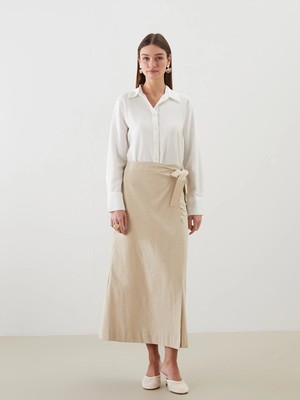 Lcw Modest Bej Dar Fit Poplin Etek
