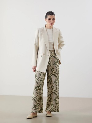 Lcw Modest Yeşil Beli Lastikli Desenli Kadın Pantolon