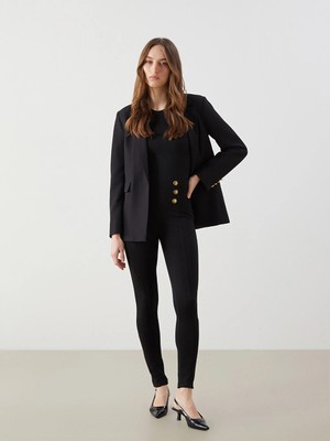 Lcw Modest Siyah Beli Lastikli Dar Fit Kadın Pantolon