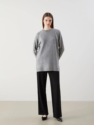 Lcw Modest Siyah Beli Lastikli Geniş Paça Kadın Pantolon