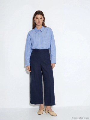 Lcw Modest Lacivert Beli Lastikli Geniş Paça Kadın Pantolon