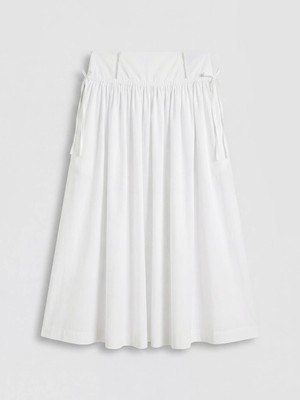 Lcw Modest Ekru Beli Fermuarlı Poplin Kloş Etek