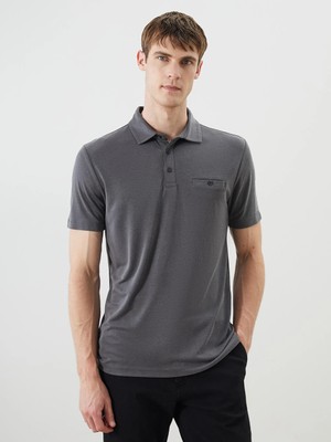 LC Waikiki Lcwaıkıkı Classic Antrasit Polo Yaka Merserize Görünümlü Erkek Tişört