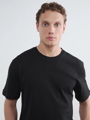 Lcw Vision Siyah Relaxed Fit  Bisiklet Yaka Erkek Tişört
