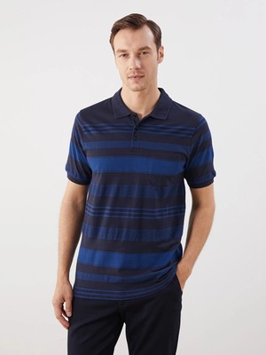 LC Waikiki Lcwaıkıkı Classic Lacivert Polo Yaka Renk Bloklu Erkek Tişört