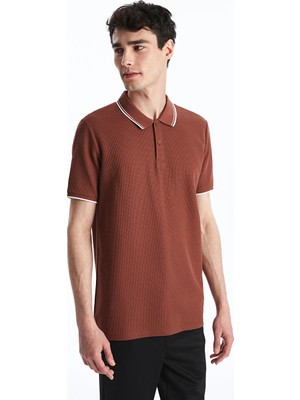 Lcw Vision Kahverengi Polo Yaka Erkek Dokulu Tişört