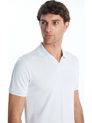 LC Waikiki Lcwaıkıkı Classic Mavi Polo Yaka Merserize Görünümlü Erkek Tişört