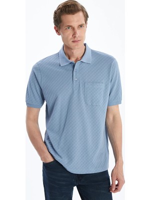LC Waikiki Lcwaıkıkı Classic Mavi Polo Yaka Merserize Görünümlü Erkek Tişört