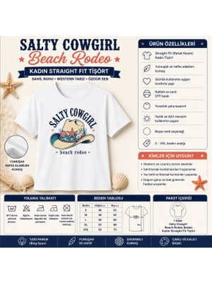 Tişört Kodu Salty Cowgirl Beach Rodeo Kadın Straight Fit Tişört