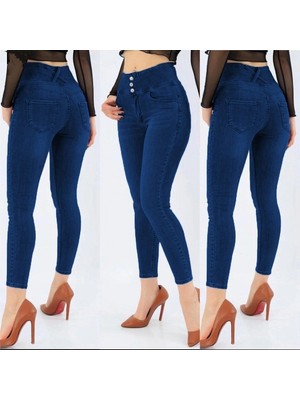Lune Store Yüksek Bel Likralı Jean Pantolon 90 cm