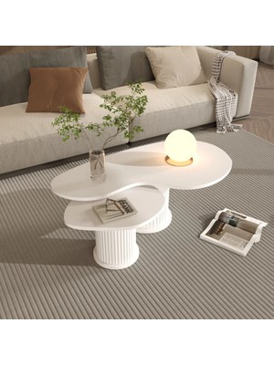 Klubeconcept Arya Yuvarlak Bohem Ayaklı Orta Sehpa ve Yan Sehpa 2li % 100 Mdf