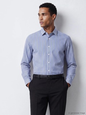 Lcw Busıness Lacivert Slim Fit Çizgili Erkek Gömlek