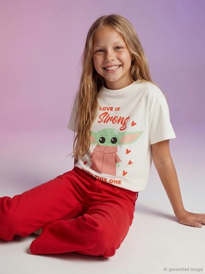 LC Waikiki Lcw Kids Beyaz Star Wars Baskılı Kız Çocuk Tişört