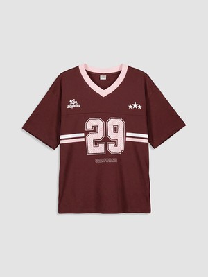 LC Waikiki Lcw Kids Bordo Los Angeles Baskılı Kız Çocuk Tişört