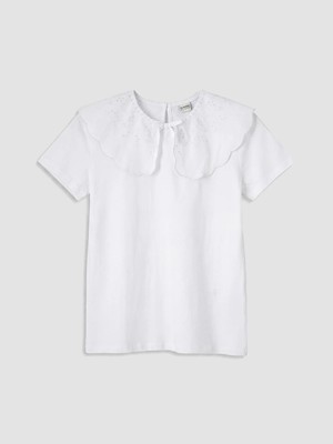 LC Waikiki Lcw Kids Ekru Bebe Yaka Kız Çocuk Tişört