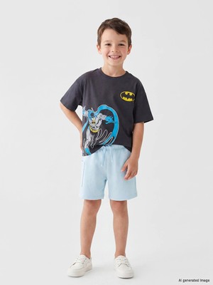 LC Waikiki Lcw Kids Antrasit Bisiklet Yaka Batman Baskılı Erkek Çocuk Tişört