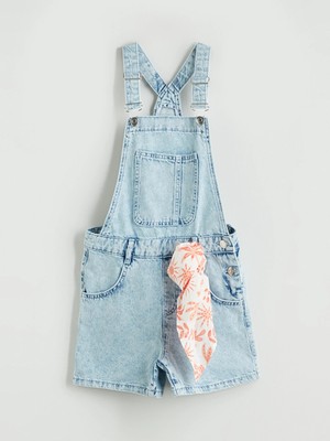 LC Waikiki Lcw Kids Mavi Kız Çocuk Jean Şort Salopet