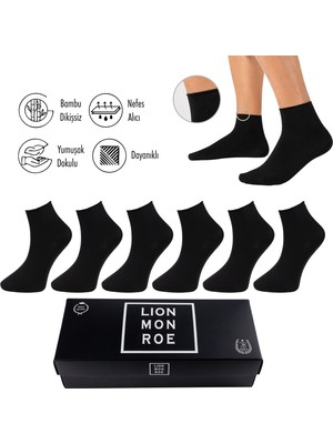 Lion Monroe Saf Bambu Erkek Lastiksiz Soket Dikişsiz Premium Çorap 6'lı Paket / Iz Bırakmaz / Sıkmayan / Diyabetik Çorap