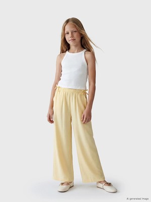 LC Waikiki Lcw Kids Sarı Fiyonklu Kız Çocuk Pantolon