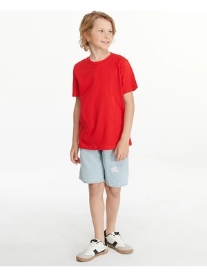 LC Waikiki Lcw Kids Kırmızı Bisiklet Yaka Erkek Çocuk Tişört