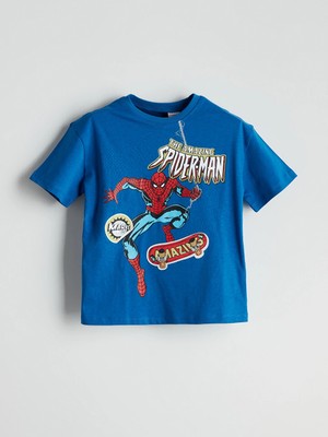 LC Waikiki Lcw Kids Mavi Spiderman Baskılı Erkek Çocuk Tişört