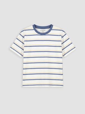LC Waikiki Lcw Kids Ekru Bisiklet Yaka Baskılı Erkek Çocuk Tişört