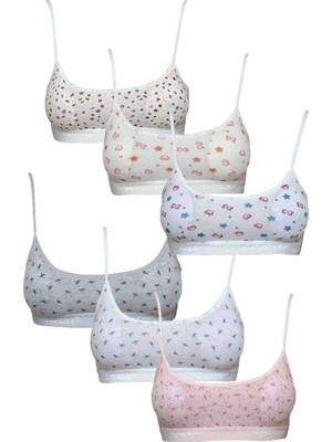 Asil Acar Home Pedli Ip Askılı Yarım Atlet Desenli Büstiyer 6 Lı Set 2 - L-XL