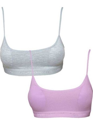 Asil Acar Home Pedli Ip Askılı Gri ve Pembe Büstiyer 2 Adet