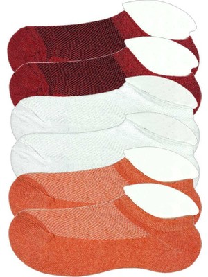 Asil Acar Home 6 Adet Çocuk Sneaker Patik Çorap Bordo Beyaz Turuncu - 9-10 Yaş