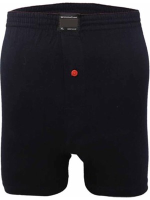 Asil Acar Home Düğmeli Pamuklu Erkek Penye Boxer Lacivert - 1146A