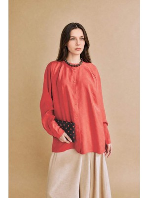 DeFacto Relax Fit Modal Uzun Kollu Koyu Mercan Tunik H5279AX26SM