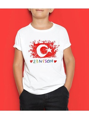 Medi Giyim Unisex Çocuk Baskılı T-Shirt - Beyaz