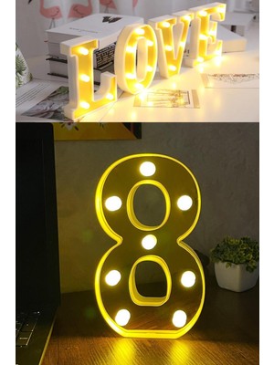 Patladı Gitti Dekoratif LED Işıklı 3D 8 Rakamı Büyük Boy Organizasyon Doğum Günü Kutlama