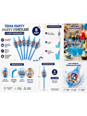 Bkmc Kirpi Temalı Parti Pipeti 8 Adet | Doğum Günü Süsleri | Çocuk Parti Malzemeleri | Dekoratif Pipet Seti