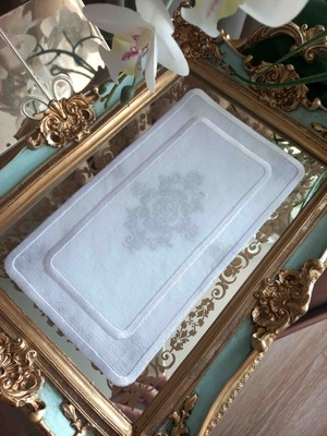 Tezgah İstanbul 15X25 cm Çift Sıra Işlemeli Kahve Tepsi Örtüsü