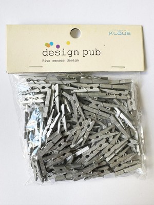 Omeyva Gümüş Mini Ahşap Mandal Renkli Dekoratif Fotoğraf Mandalı - 2.5 Cm. - 100 Adetlik Paket