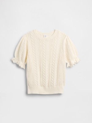 Gap Kız Çocuk Krem Pointelle Cable-Knit Kazak