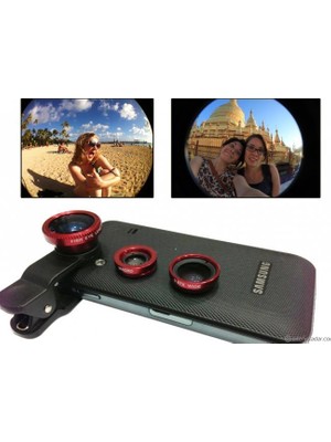 Kaufhier Balık Gözü Lens Fish Eye 3 Wide Geniş Açılı Makro Telefon Lensi